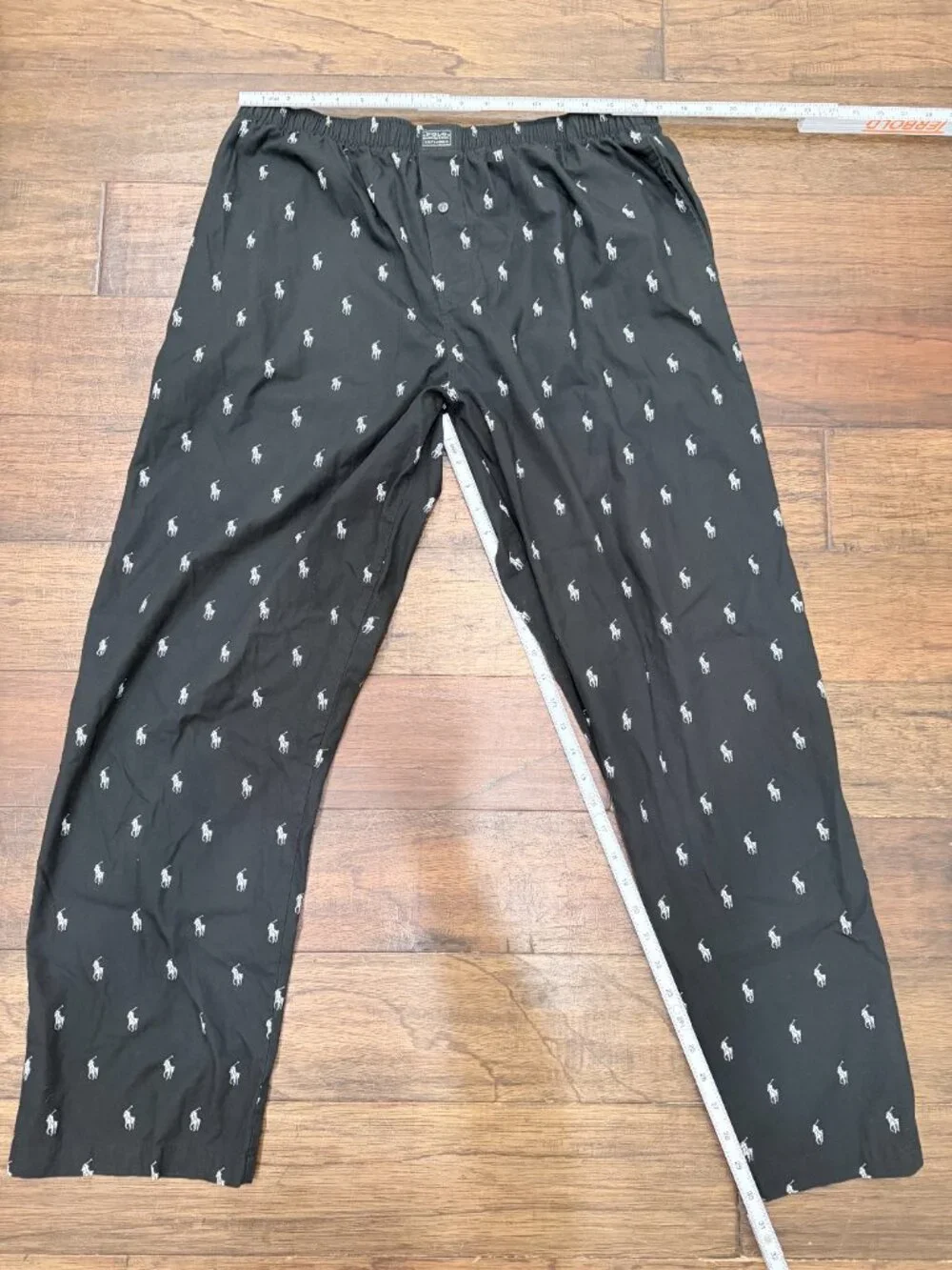 Polo Ralph Lauren Mens XL Pajama Lounge Pants Black Pony Logo Print 100% Cotton